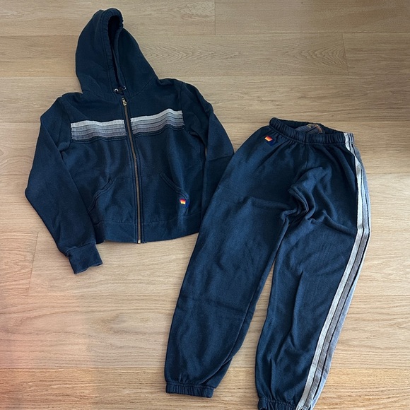Aviator Nation Other - Aviator Nation Charcoal Sweatpants & Hoodie with Light Gray Stripes